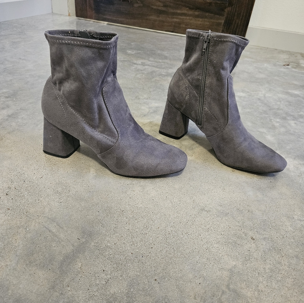 Gray Suede Booties